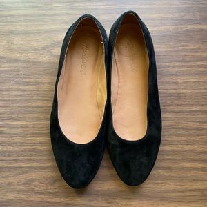 Madewell black leather suede flat
